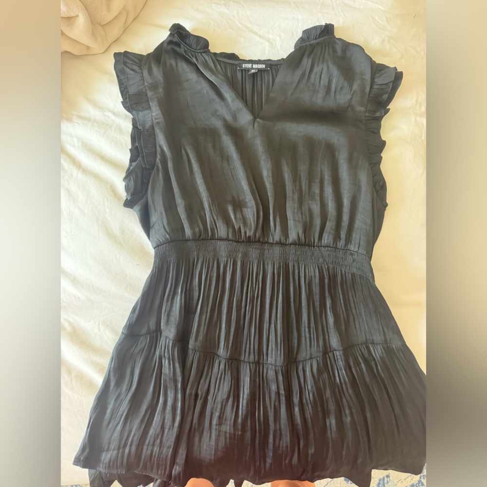 Steve Madden Silk Black Pleated Dress